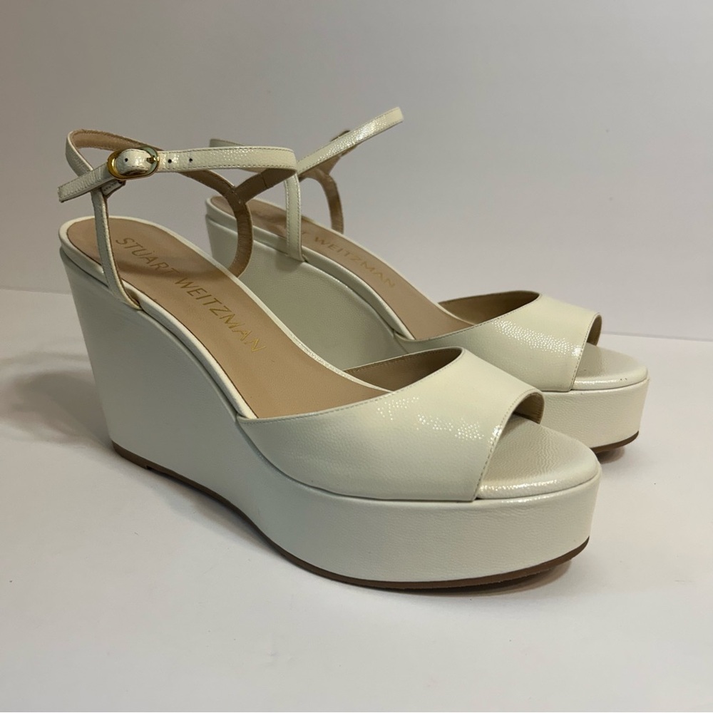 STUART WEITZMAN Women's Palmina Platform Wedge Sandals In Adobe 9.5 EUC